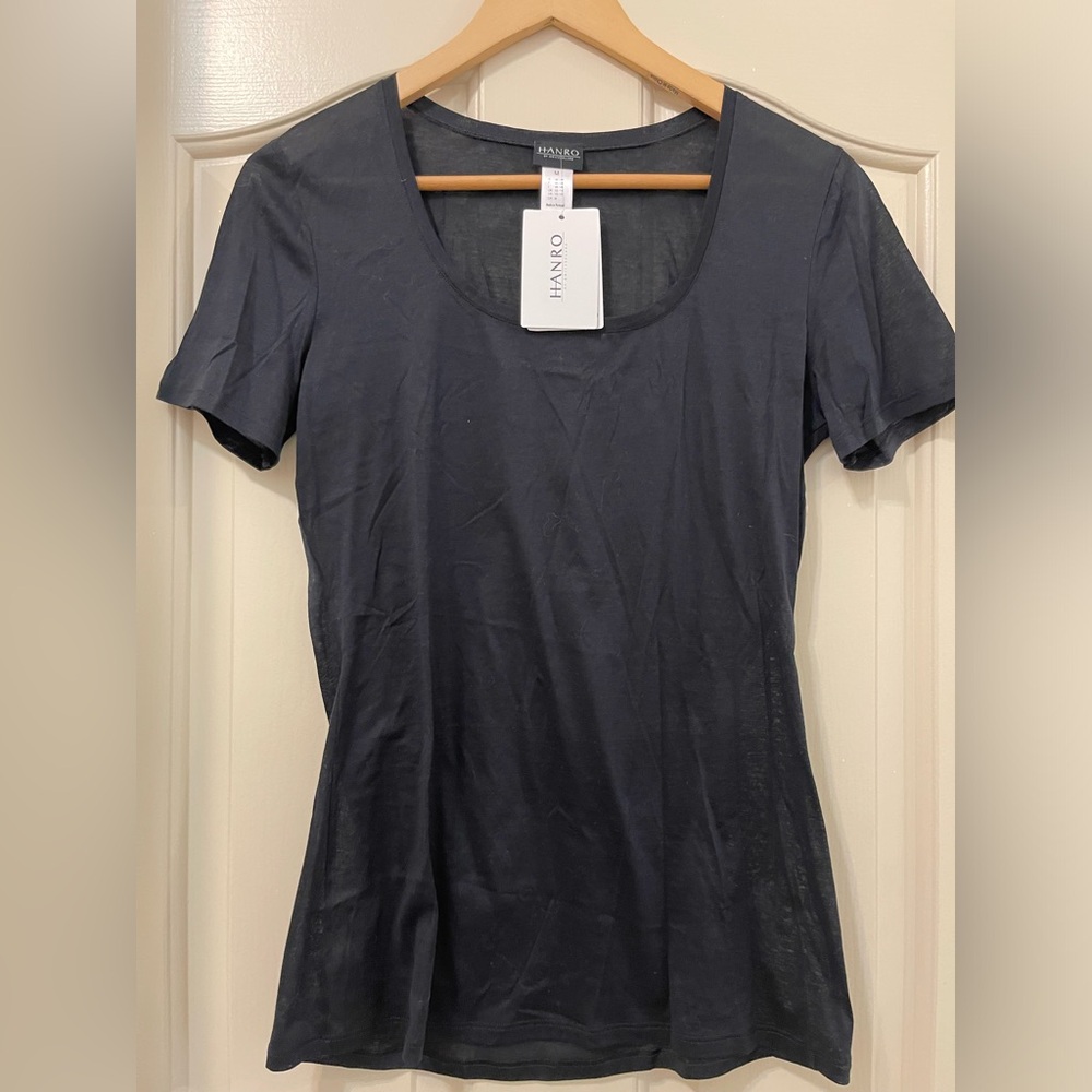 Hanro thin black T shirt size medium NWT!